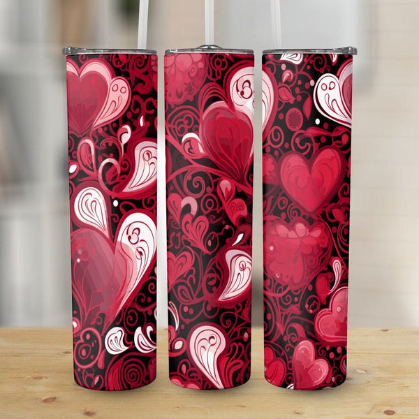 Bold Red Hearts Stainless Steel 20oz Tumbler skull