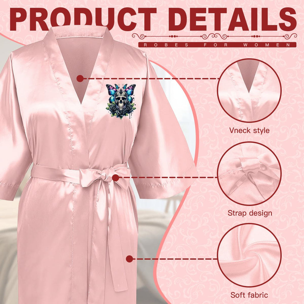 Skull Night Robe Women's Gothic Butterfly Skull Lace Up Robe – Everything Skull Clothing ...