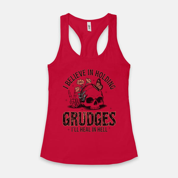 Women's Skull I Believe In Holding... Racerback Tank Top