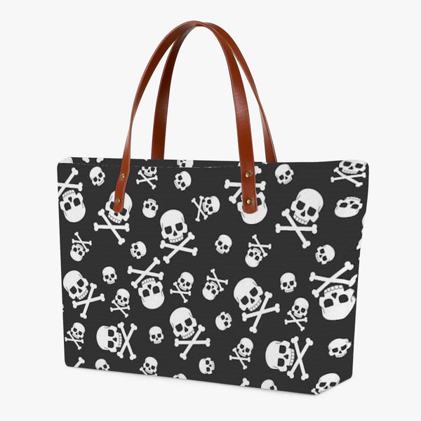 Black With White Skulls Classic Cloth Tote Bag