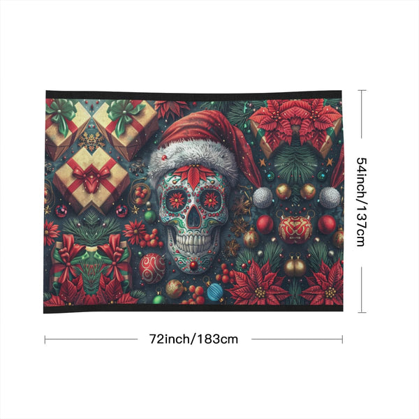 Skull Christmas Linen Square Tablecloth