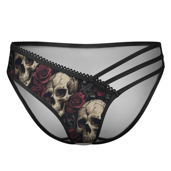 Women's Skulls With Purple Roses Panties