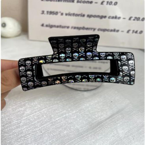 Black Skull Print Hair Claw Accessory