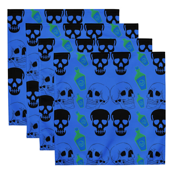 Skulls Blue Cloth Napkin Set of Four
