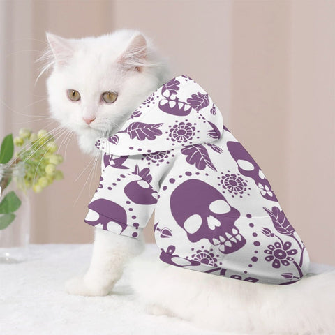 Keep Your Pet Looking Cool and Feeling Snug In This Stylish Purple Skulls Sweater
