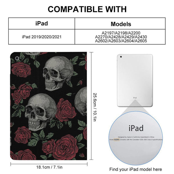 Skulls & Roses Protective Case for iPad - Everything Skull Clothing Merchandise and Accessories