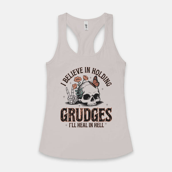 Women's Skull I Believe In Holding... Racerback Tank Top