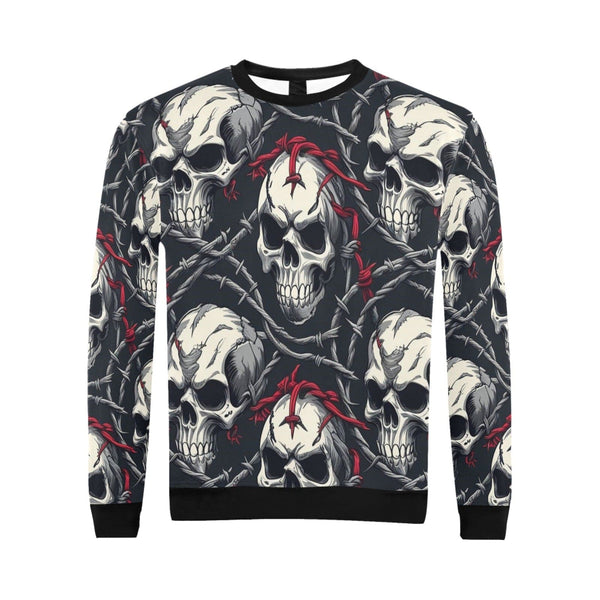 Men's Skulls In Barbed Wire Crew Neck Sweatshirt