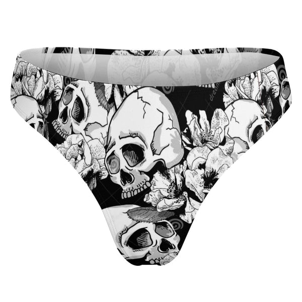 Women's Skull Floral Swimwear Thong Bottom