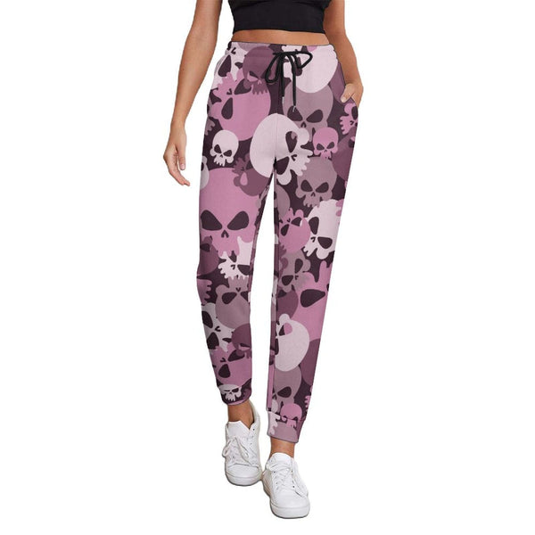 Women's Skull Pink Camo Print Sweatpants