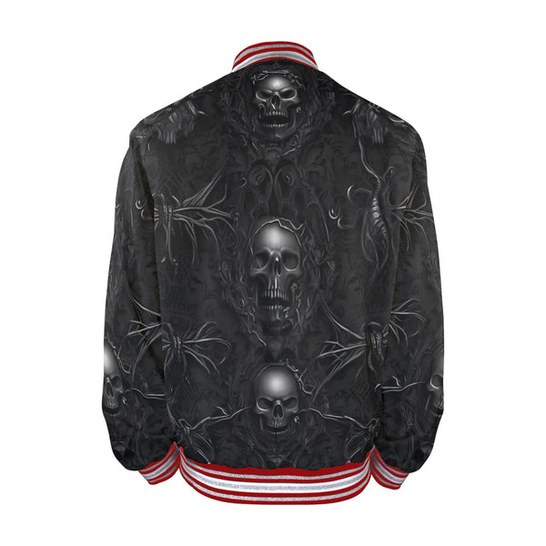 Upgrade Your Style With This Men's Skull Striped Bomber Jacket In White or Red!