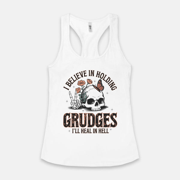 Women's Skull I Believe In Holding... Racerback Tank Top