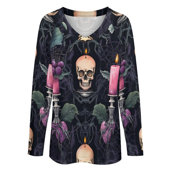 Women's Skull Gothic Long Sleeve Loose Tee