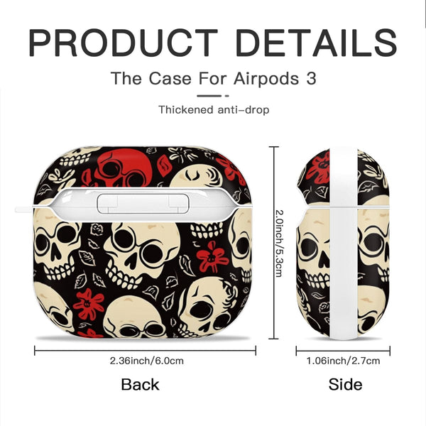 Red & White Skulls AirPod 3 White Edge Case