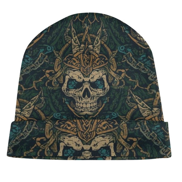 Skull Celtic Pattern Knitted Beanie For Men & Women