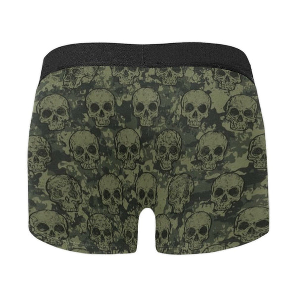 Skulls Army Green and Dark Olive Men's Boxer Shorts