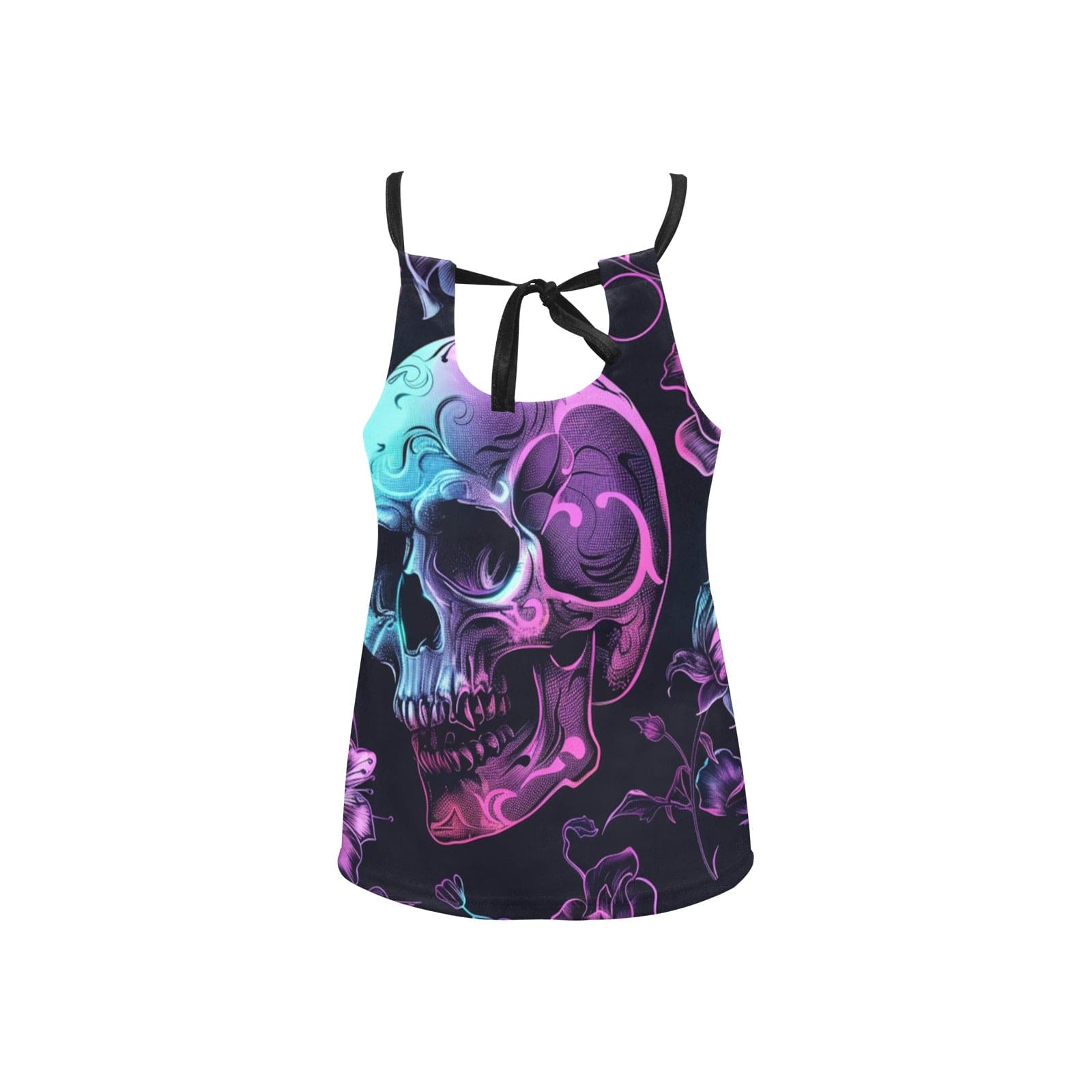 Puprle Blue Skull Loose Spaghetti Strap Tank Top – Everything