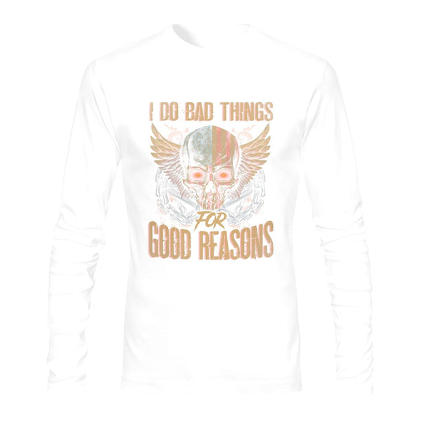 Men's Skull I Do Bad Things Long sleeve T-shirt Is A Must-Have For Anyone Who Is Bold, Edgy, and Unapologetic