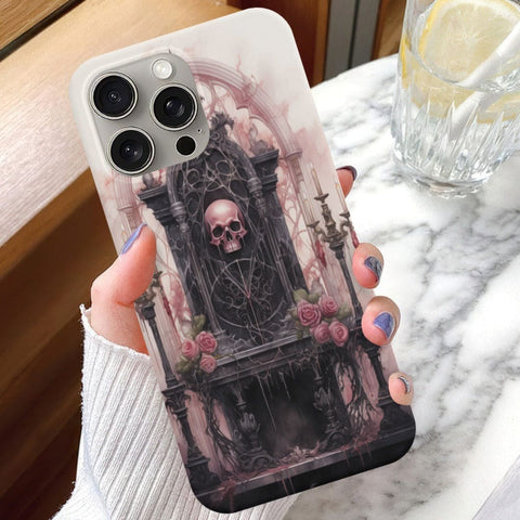 Gothic Skull Head On Chair iPhone 15 Pro Max Case