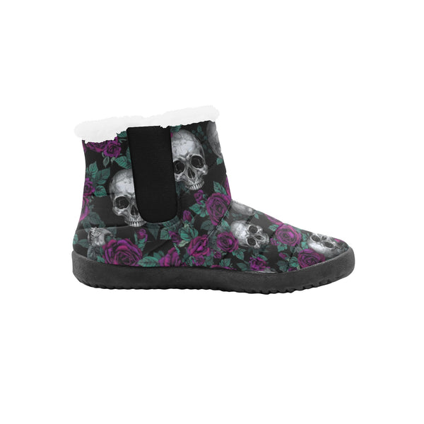 Women's Skulls Surrounded By Roses Padded Boots