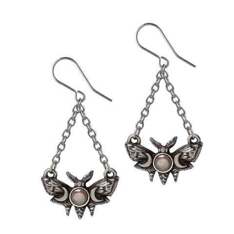 Lunar Moth Dark Beauty of Nature Dropper Earrings