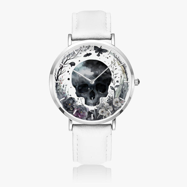 Skull Ultra-Thin Leather Strap Quartz Watch Three Colors