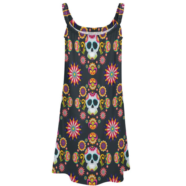 Colorful Skulls Beach Strappy Sling Dress