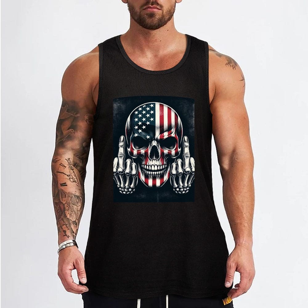 American Flag Skull Tank Top