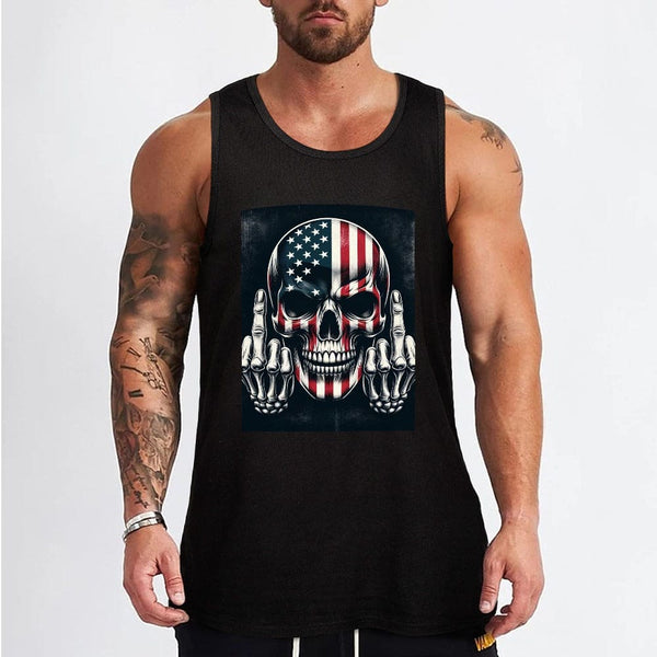 American Flag Skull Tank Top