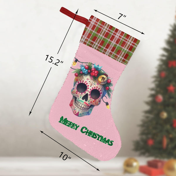 Mom Skull Sequin Christmas Stocking