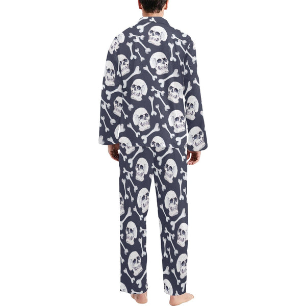 Skull & Bones Men's V-Neck Long Pajama Set