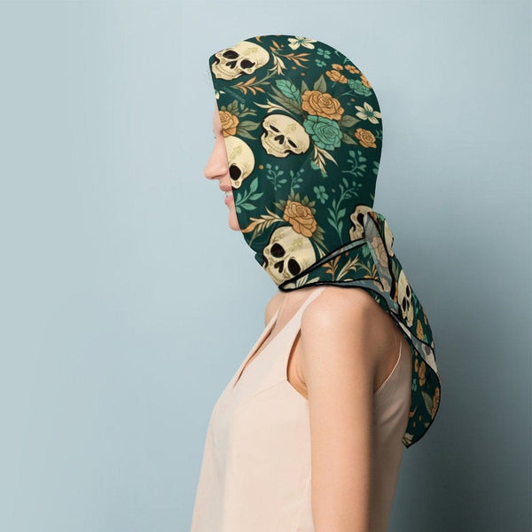Floral Tropical Skulls Silk Scarf