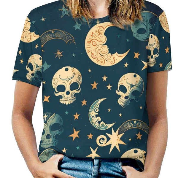 Women's Skulls, Stars &amp; Moons Short Sleeve T-Shirt