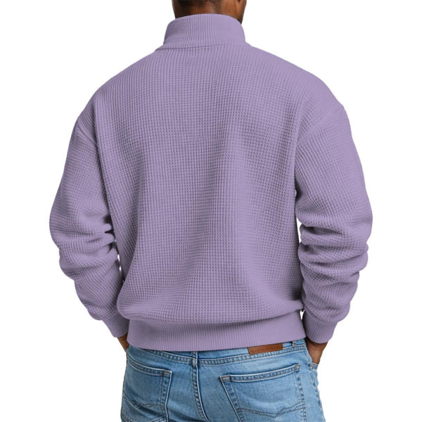 "Final Bloom" Men’s Skull & Roses Waffle Knit Half-Zip