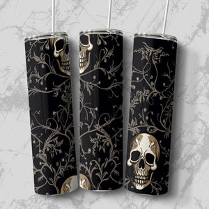 Skulls on Black Pattern Stainless Steel 20oz Tumbler skull