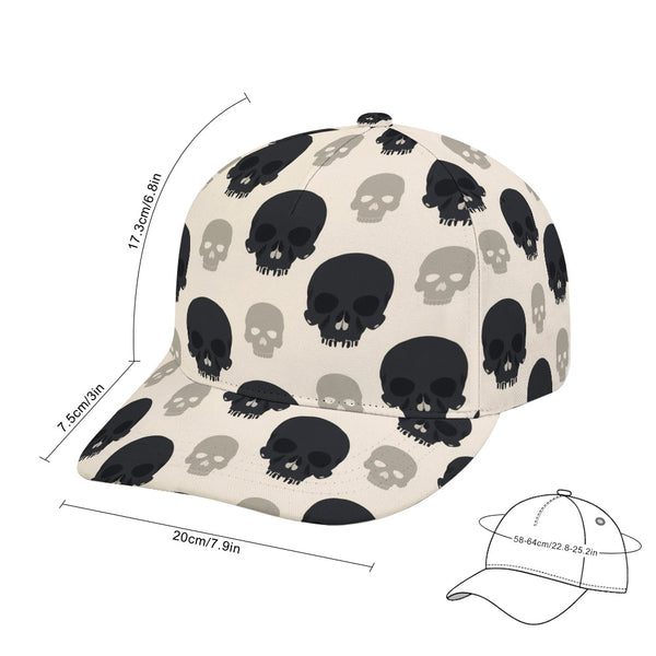 Edgy Black & Beige Skull Baseball Cap - Everything Skull Clothing Merchandise and Accessories