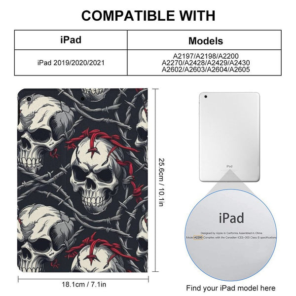 Skulls With Red Barb Wire Protective Case for iPad - Everything Skull Clothing Merchandise and Accessories