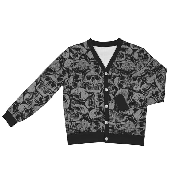 Black Skull Women's Ribbed Cardigan Sweater