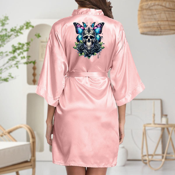 Women's Gothic Butterfly Skull Lace Up Robe