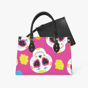 Pink Sugar Skulls Hand Bag - Long Strap and Inner Bag