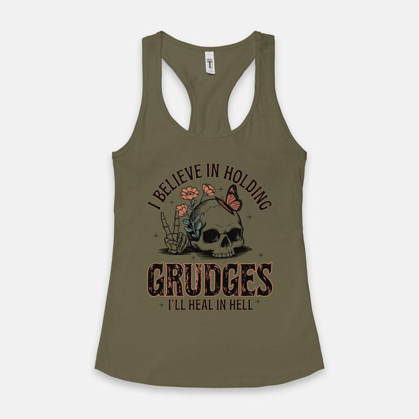 Women's Skull I Believe In Holding... Racerback Tank Top