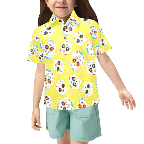 Brighten Up Your Little Girl's Wardrobe With This Cute, Skull Yellow Polo Shirt.
