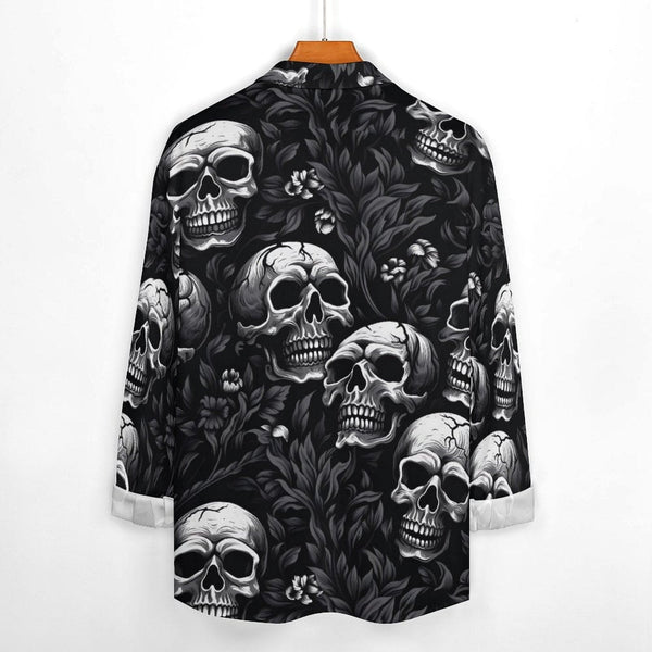 Men's Skulls Pattern Long-sleeved Shirt with Pocket