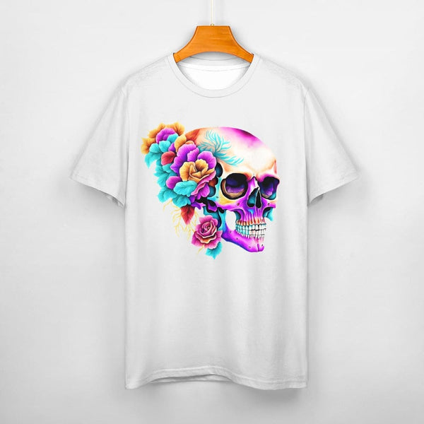 Women's Skull Flowers Shorts Sleeve T-Shirt