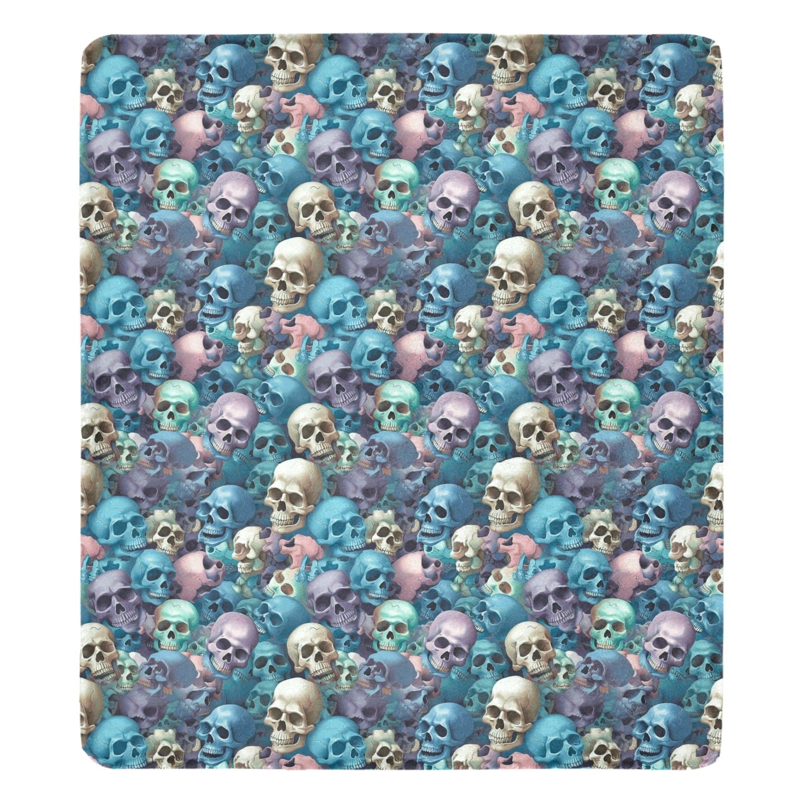 Blue Pink Beigh Skulls Ultra-Soft Micro Fleece Blanket 💀🛌 6 Sizes