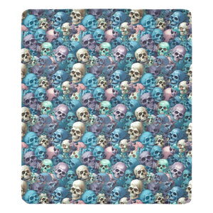 Blue Pink Beigh Skulls Ultra-Soft Micro Fleece Blanket 💀🛌 6 Sizes