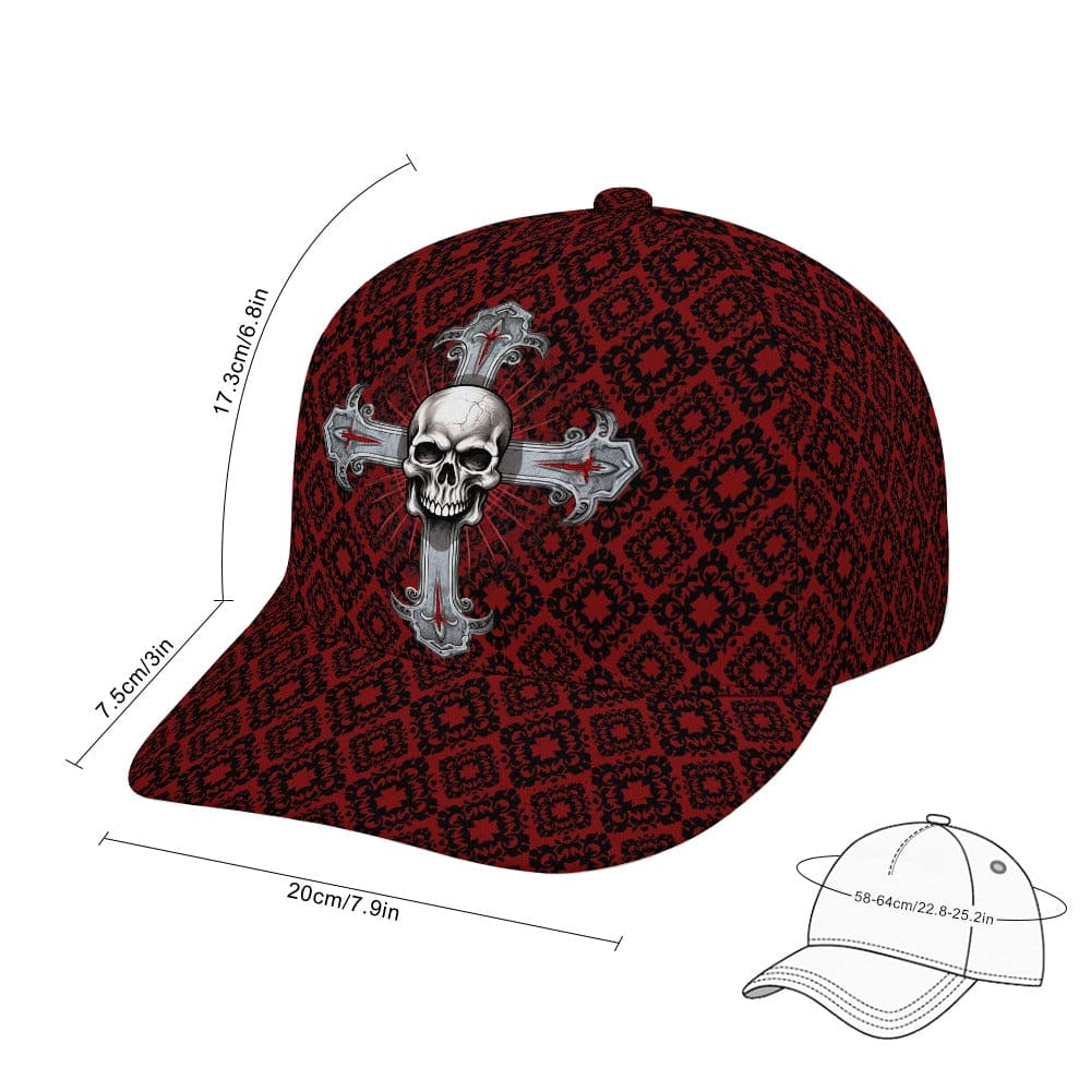 Skull Cross Red Gothic Baseball Cap – Everything Skull Clothing