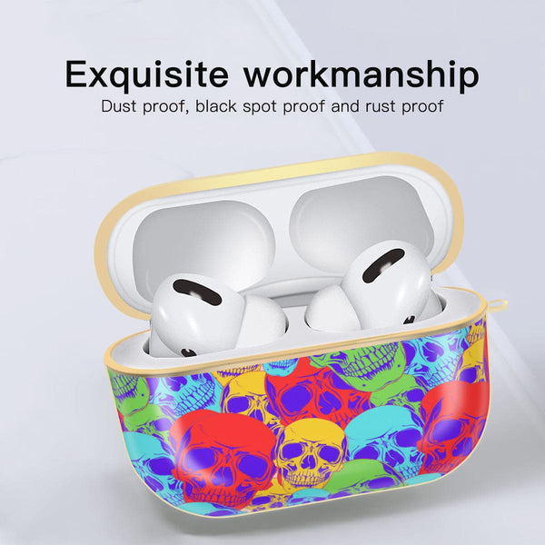 Lots Of Colorful Skulls AirPods Pro Gold Case