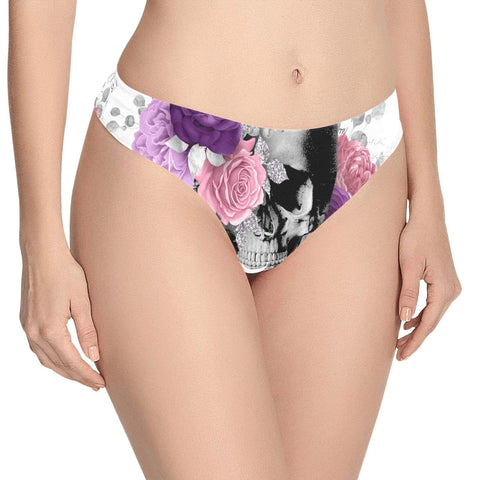 4pcs Gothic Contrast Lace Low Waist Hipster Panties, Halloween Cute Skull  Allover Print Intimates Panties, Women's Underwear & Lingerie