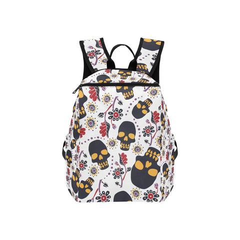 Skull Floral Print Lightweight Casual Backpack